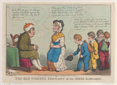The Old Womans Complaint, eller det grekiska alfabetet, 15 januari 1809., 15 januari 1809. av Thomas Rowlandson