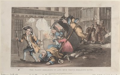 The Party Breaking Up, and Quae Genus Breaking Down, från The History of John..., 1 december 1821. av Thomas Rowlandson