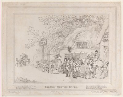 Posthästen från The Life of a Racehorse, eller The High-Mettled Racer, 20 juli..., 20 juli 1789 av Thomas Rowlandson