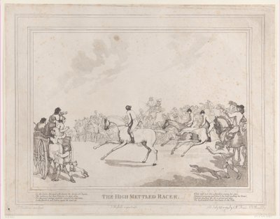 Race Horse från The Life of a Racehorse, eller The High-Mettled Racer, 20 juli..., 20 juli 1789 av Thomas Rowlandson