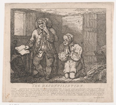 The Reconciliation Picturesque Beauties of Boswell, Part the Second, 20 juni 1786., 20 juni 1786 av Thomas Rowlandson