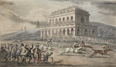 Rev. Dr. Syntax förlorar sina pengar på racerbanan i York. av Thomas Rowlandson