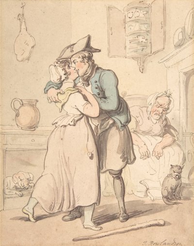 Sjömannens återkomst från aktiv tjänst, 1780-1827. av Thomas Rowlandson