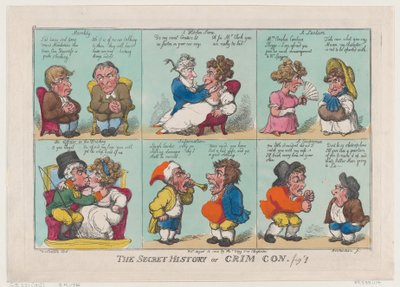 The Secret History of Crim Con, Fig 1, 18 augusti 1808., 18 augusti 1808. av Thomas Rowlandson
