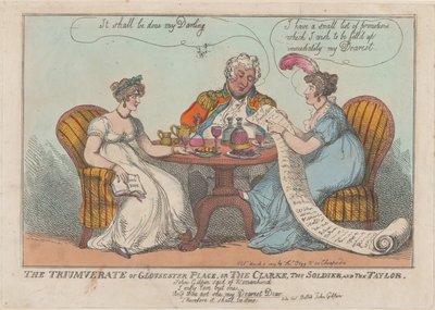 The Triumvirate of Gloucester Place, eller The Clarke, The Soldier, and The Taylor, 1809., 1809. av Thomas Rowlandson