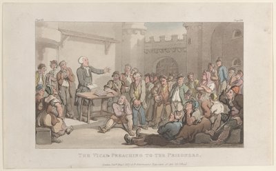 The Vicar Preaching to the Prisoners, från The Vicar of Wakefield, 1 maj 1817., 1 maj 1817. av Thomas Rowlandson