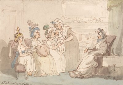 Besökarna får se barnet av Thomas Rowlandson