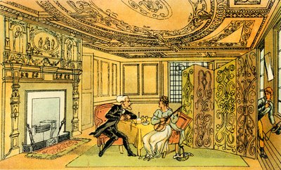 "Dr Syntax besök hos den hoppfulla änkan" av Thomas Rowlandson