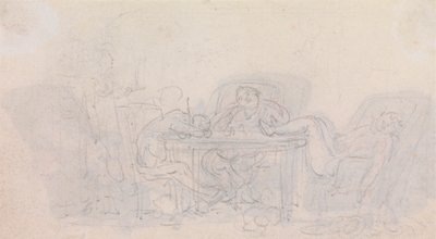 Tre idrottsmän sover vid bordet i sina stolar av Thomas Rowlandson