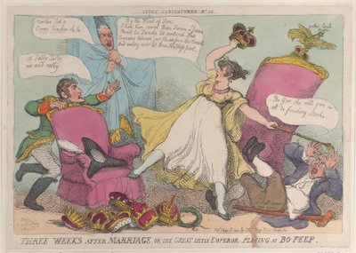 Tre veckor efter äktenskapet, eller den store lille kejsaren som spelar på Bo-Peep, 15 maj..., 15 maj 1810. av Thomas Rowlandson