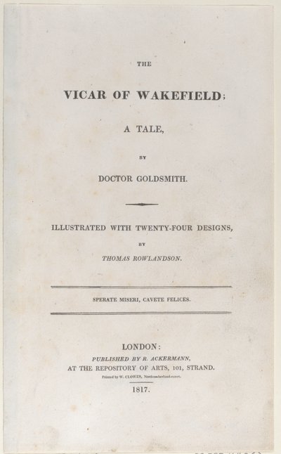 Titelsida, från The Vicar of Wakefield, 1817., 1817. av Thomas Rowlandson