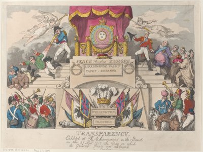 Transparens: Utställd hos R. Ackermann i Stranden den 27 november ..., 27 november 1815. av Thomas Rowlandson