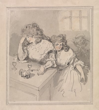 Två flickor som tippar av Thomas Rowlandson