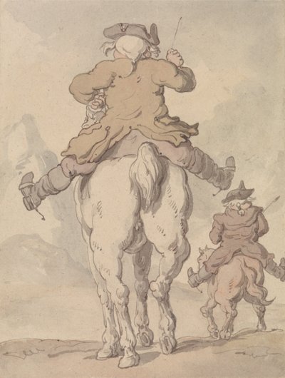 Två män till häst, sedda bakifrån av Thomas Rowlandson