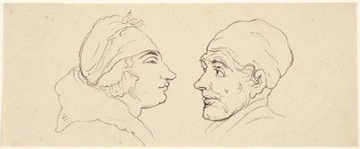 Två karikatyrer: Man och kvinna av Thomas Rowlandson