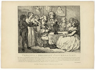 Veronica En frukostkonversation, från Boswells resa till Hebriderna av Thomas Rowlandson
