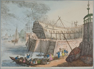 Utsikt över Brunswick Dock av Thomas Rowlandson