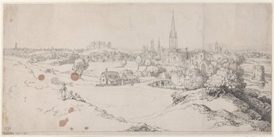 Utsikt över Norwich från St. James Hill, 1799, 1799. av Thomas Rowlandson