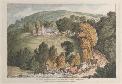 Utsikt över kyrkan och byn St. Cue i Cornwall av Thomas Rowlandson