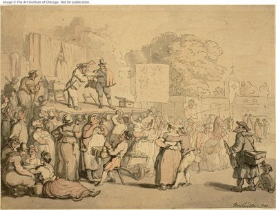 Village Fair: Harlekin och kvacksalvare av Thomas Rowlandson