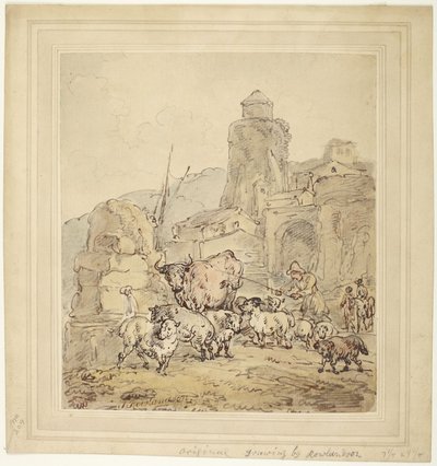 Vattning av nötkreatur av Thomas Rowlandson