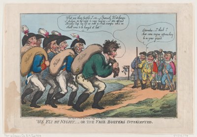 We Fly By Night, Eller The Free Booters Intercepted, 27 augusti 1808., 27 augusti 1808. av Thomas Rowlandson