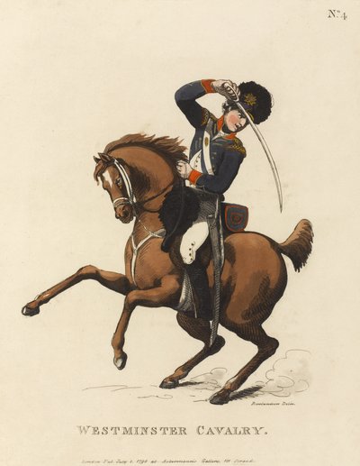 Westminster Cavalry, ca 1799 (färgad akvatint) av Thomas Rowlandson