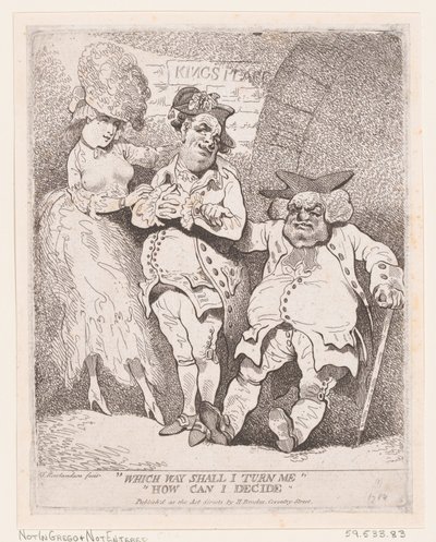 Vilken väg ska jag vända mig Hur kan jag bestämma mig, ca. 1780., ca. 1780. av Thomas Rowlandson