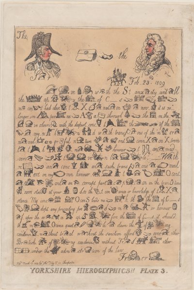 Yorkshire Hieroglyfer, tavla 3, 13 mars 1809., 13 mars 1809. av Thomas Rowlandson