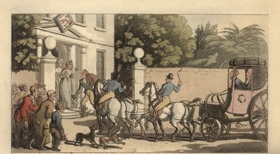 Ung engelsk gentleman som kommer hem efter Grand Tour av Thomas Rowlandson