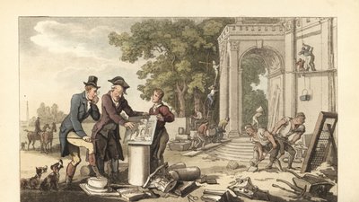 Ung engelsk gentleman som bygger ett ståtligt hem av Thomas Rowlandson