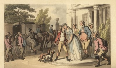 Ung engelsk gentleman lämnar sin familj för att åka på Grand Tour av Thomas Rowlandson