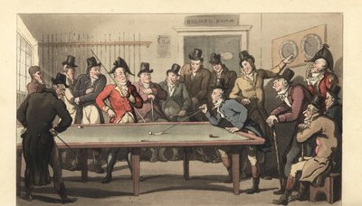 Unga engelska herrar som spelar en omgång biljard av Thomas Rowlandson