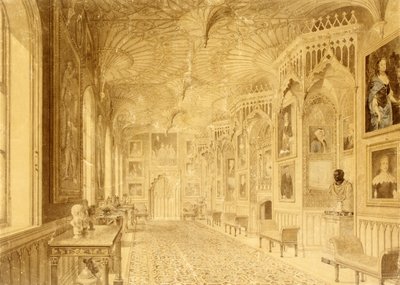 Long Gallery på Strawberry Hill, Twickenham (tryck) av Thomas Sandby