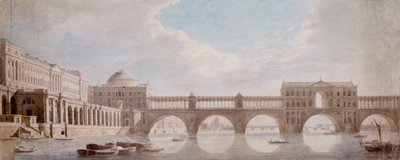 Föreslagen design för en bro över Themsen vid Somerset House av Thomas Sandby