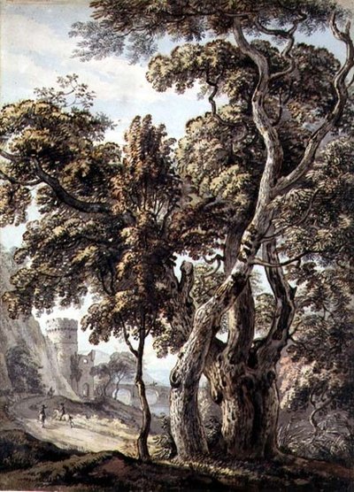 Study of Trees (penna & bläck och akvarell på papper) av Thomas Sandby