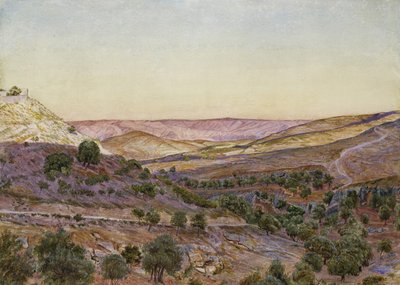 Moabs kullar och Hinnoms dal, 1854 (akvarell och kroppsfärg) av Thomas Seddon
