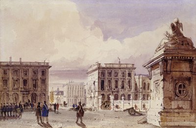 Hotel de Bellevue och Cafe d"Amitie sett från parken, Bryssel, 1830 av Thomas Shotter Boys