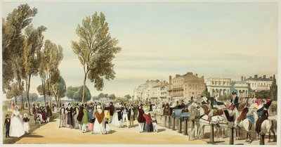 Hyde Park nära Grosvenor Gate, skylt sexton från Original Views of London as It Is av Thomas Shotter Boys
