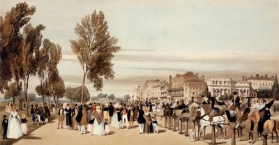Hyde Park, mot Grosvenor Gate från "London as it is Drawn from Nature", 1842 av Thomas Shotter Boys