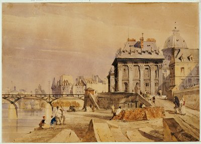 L"Institut och Pont des Arts, Paris, 1828 av Thomas Shotter Boys