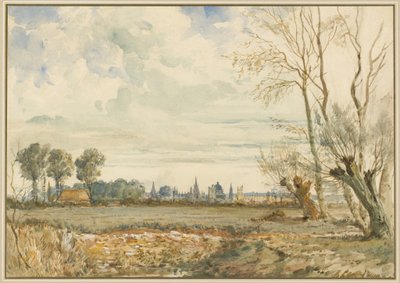 Ängar med en avlägsen utsikt över Oxford av Thomas Shotter Boys