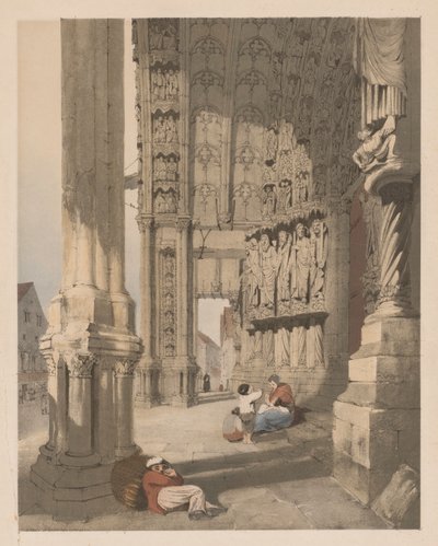 Pittoresk arkitektur i Paris, Gent, Antwerpen, Rouen, etc.: South Porch of Chartres Cathedral, av Thomas Shotter Boys