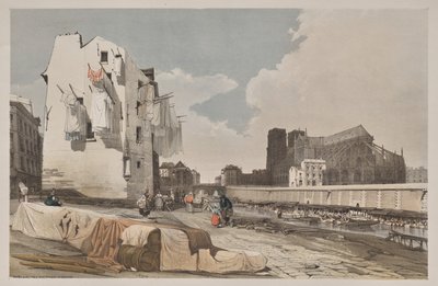Pittoresk arkitektur i Paris, Gent, Antwerpen, Rouen: Nôtre Dame, Paris, från Quai St. Bernard av Thomas Shotter Boys