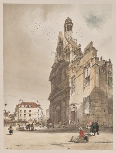 Pittoresk arkitektur i Paris, Gent, Antwerpen, Rouen: St. Etienne du Mont, Paris av Thomas Shotter Boys