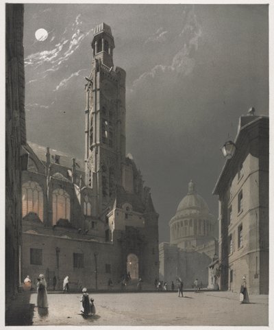 Pittoresk arkitektur i Paris, Gent, Antwerpen, Rouen: St. Etienne du Mont och Pantheon, Paris av Thomas Shotter Boys