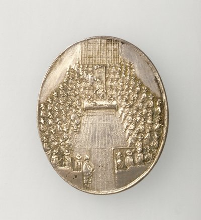 Dunbar-medalj föreställande The House of Parliament 1650 (baksidan) (silver) (för framsidan se 168065) av Thomas Simon