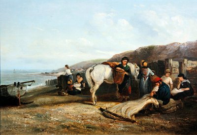 Mending the Nets (olja på duk) av Thomas Smythe
