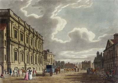 Whitehall, Westminster i London (färgad akvatint) av Thomas Snr. Malton