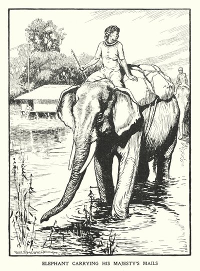 Elefant som bär Hans Majestäts post (litografi) av Thomas Somerfield